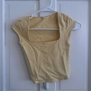 Garage Light Yellow Square Neck Crop Top